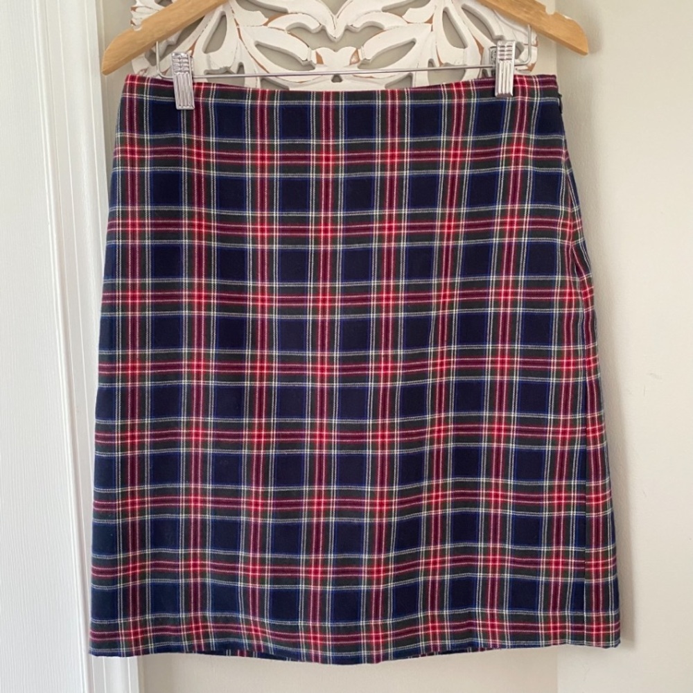 Talbots Tartan Plaid Pencil Skirt Holiday Sz 8 Academia Preppy Gilmore Girls